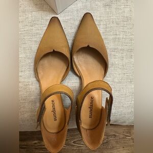 Leather shoes. Never worn. Sad to let these go. Wrong size. Ankle strap.